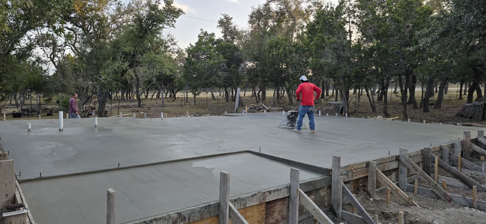 Crew finishing a slab