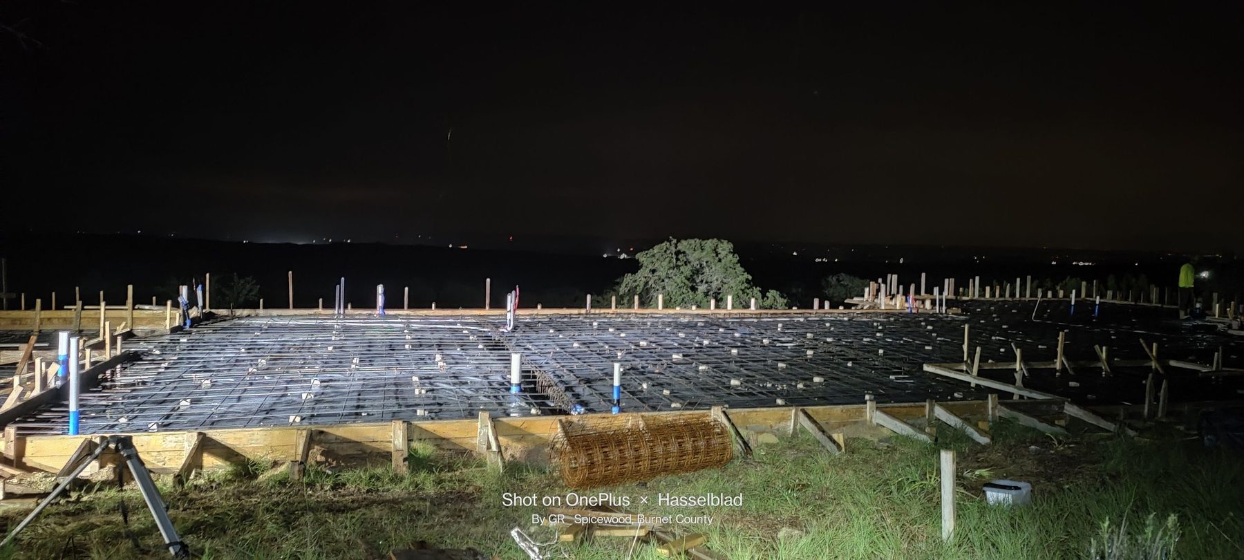 Forms and steel set the night before a pour
