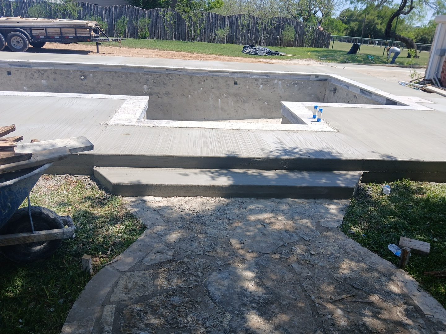 Patio with poured concrete steps