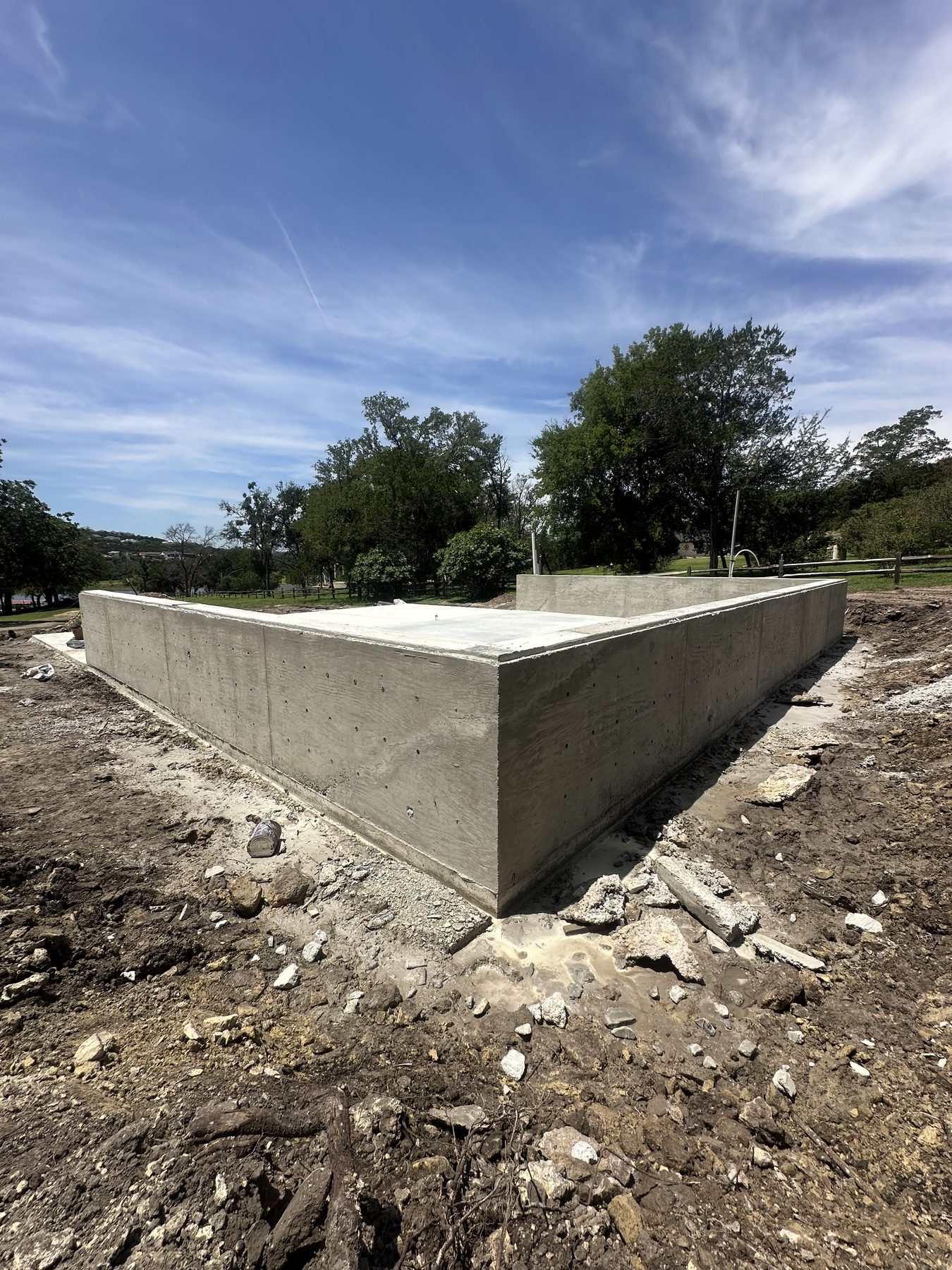 Corner of a raised foundation wall