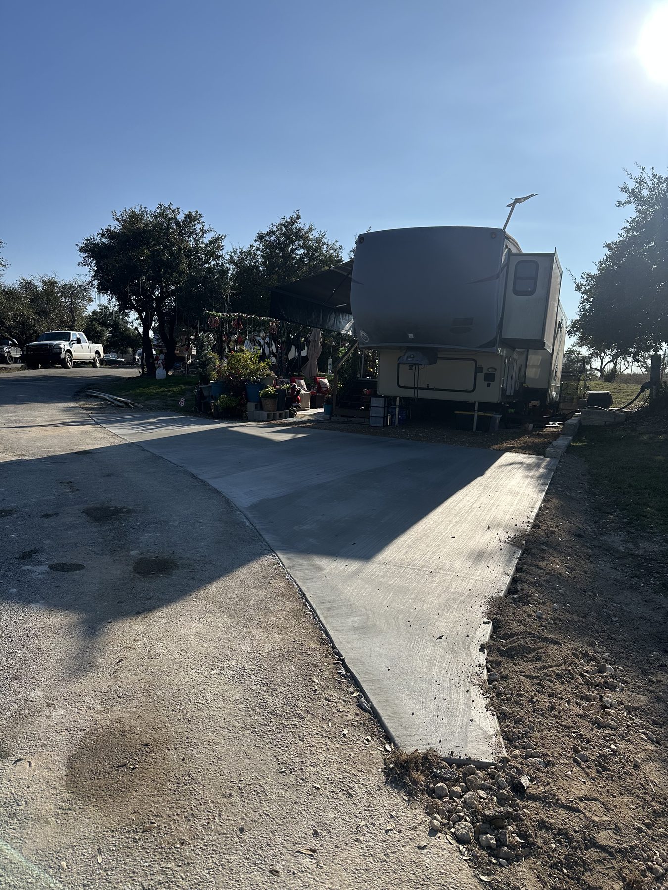 RV pad and approach from the side
