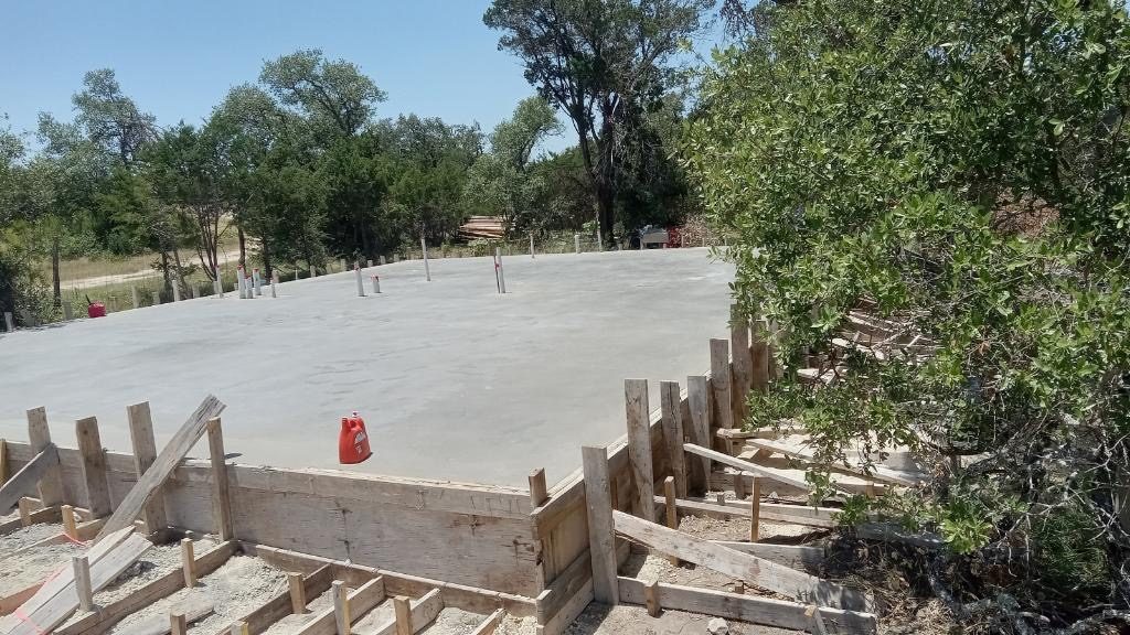 Fresh slab in forms among the trees